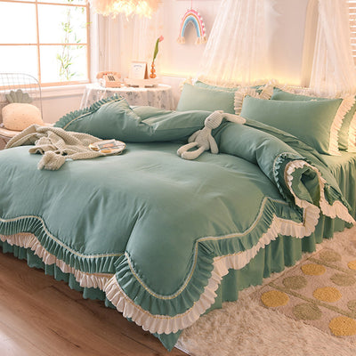 Juego de Cama Lujo Nude Princesa Durmiente con Encaje Floral - Juego de 4 Piezas - Image 21