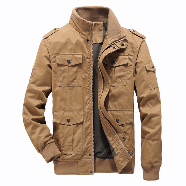 Chaqueta Casual Oversize de Algodón con Cuello Alto para Hombre Talla Grande