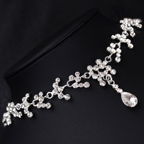 Conjunto de Collar y Aretes de Diamantes para Novia - Joyería Coreana Elegante