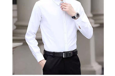 Camisa Blanca Manga Larga Slim Fit para Hombre - Versátil y Elegante - Image 21