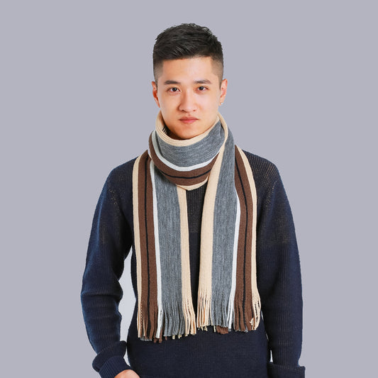 Bufanda Gruesa Casual para Hombre con Efecto Cachemira y Combinación de Colores
