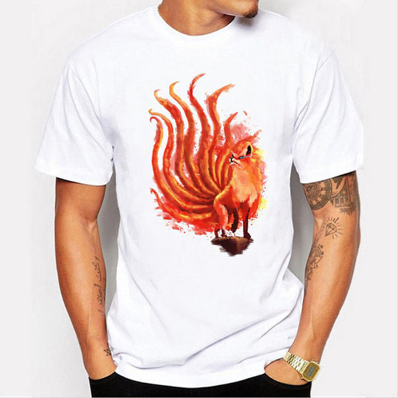 Camiseta Estampado Zorro Cuello Redondo Manga Corta