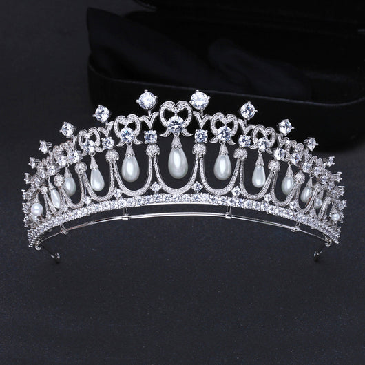 Corona Nupcial de Circonita y Perlas - Tiara de Novia Elegante - Image 10