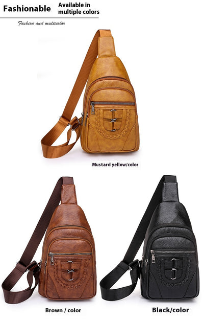 Bolso de Cuero PU Texturizado con Compartimento en el Pecho - Image 15