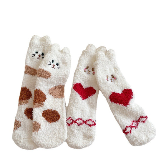 Calcetines Térmicos Japoneses de Tubo Medio con Forro de Coral Fleece para Invierno - Image 3