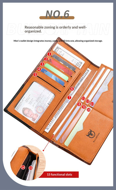 Billetera Bifold de Cuero Engrasado Premium para Hombre - Capacidad Grande - Image 24