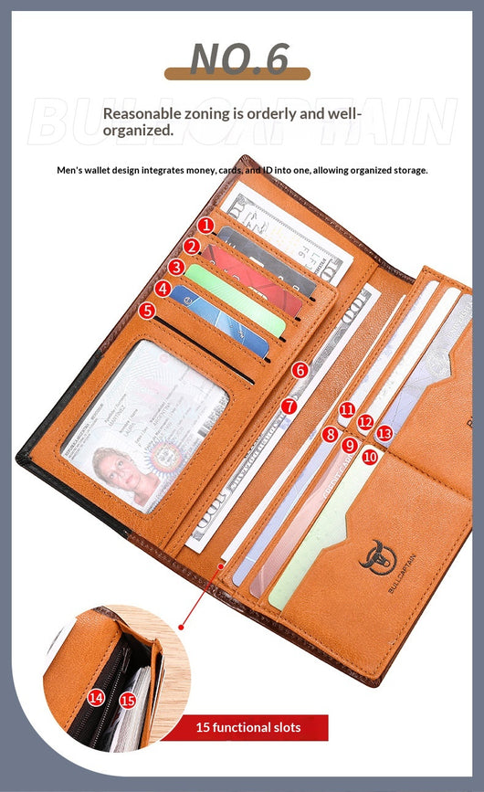 Billetera Bifold de Cuero Engrasado Premium para Hombre - Capacidad Grande - Image 24