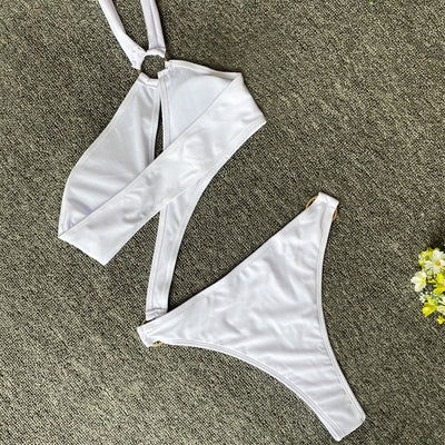 Traje de baño bikini con cuello colgante y abertura lateral - Image 14
