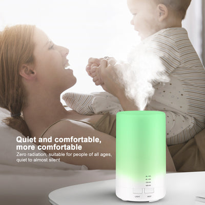 Colorful silent USB mini ultrasonic aromatherapy machine with blue, green, purple, and red light options and timer settings. - Image 3