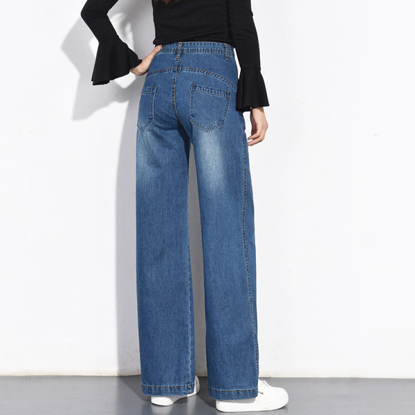Jeans de Cintura Alta Tallas Grandes con Terciopelo y Pierna Ancha
