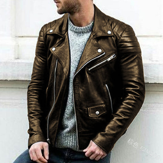 Chaqueta de Cuero PU Punk con Cuello Parado para Hombre - Image 3