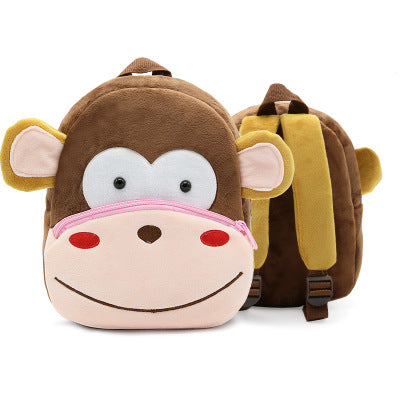Cute green plush dinosaur backpack with red spikes, a blue front pocket, and yellow horn, for kindergarten children. - Image 12