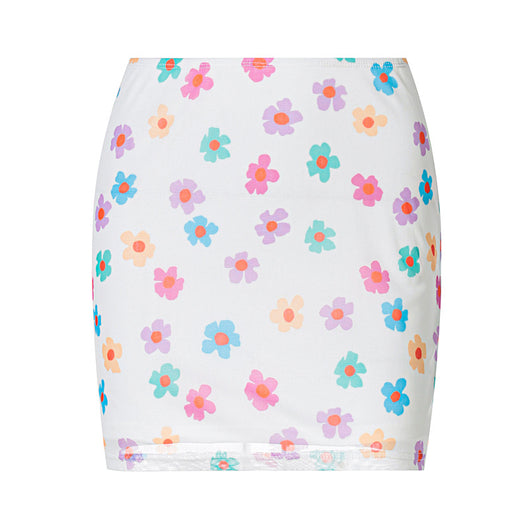 Falda Corta de Malla con Estampado Floral para Mujer