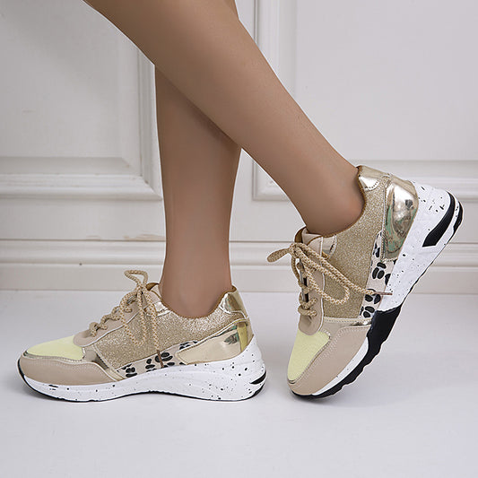 Zapatillas Estilo Vintage con Suela Gruesa y Estampado Leopardo