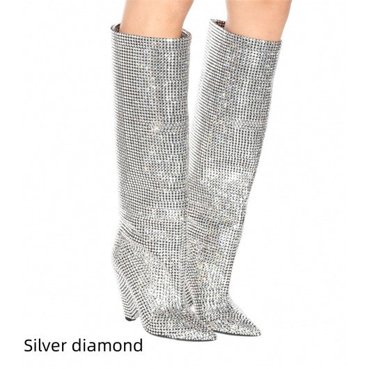 Botas Altas Brillantes con Tacón para Fiesta y Noche - Image 9
