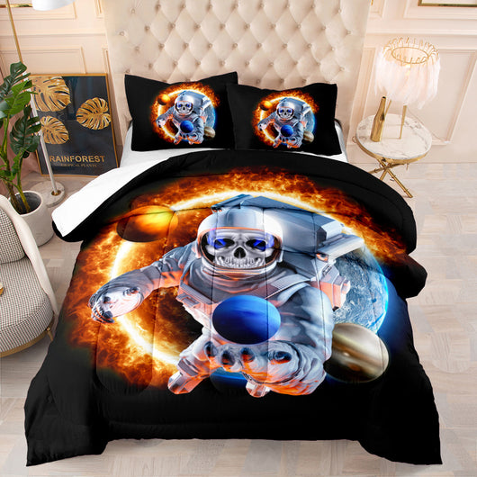Edredón Calavera Halloween Diseño Digital Algodón Plumas Cama Europea - Image 6