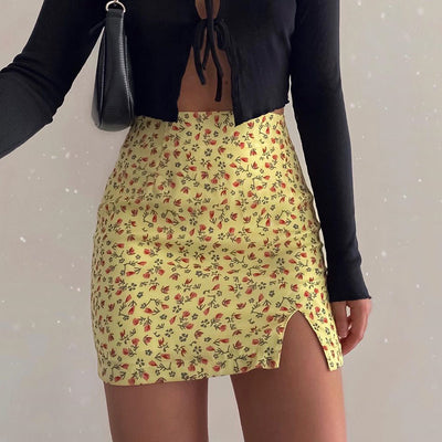 Falda Asimétrica Floral de Cintura Alta - Corte A Elegante - Image 15