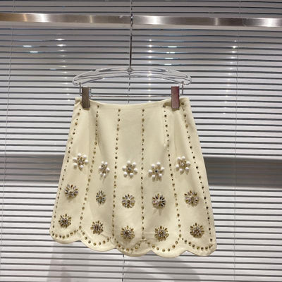 Falda A-line con Flores de Cristal 3D y Degradado de Brillantes - Image 12