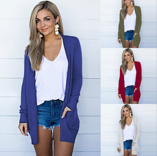 Cardigan Tejido Largo para Mujer - Abrigo de Manga Larga
