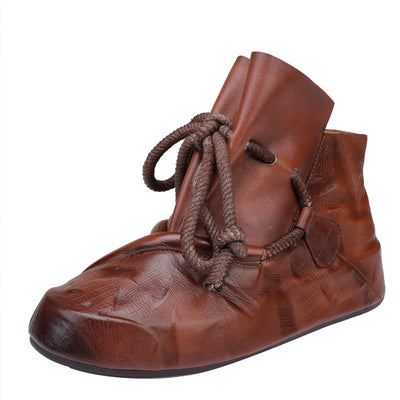 Botas Retro de Cuero y Cáñamo con Punta Redonda en Tonos Nude - Image 11