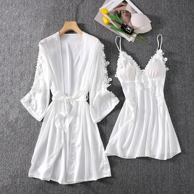 Camisón Corto Sensual con Tirante de Seda Helada y Soporte de Pecho - Image 37