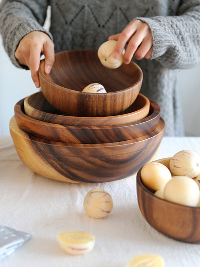 Tazón de Madera Natural para Frutas y Ensaladas - Recipiente Versátil para Hogar y Restaurante - Image 12