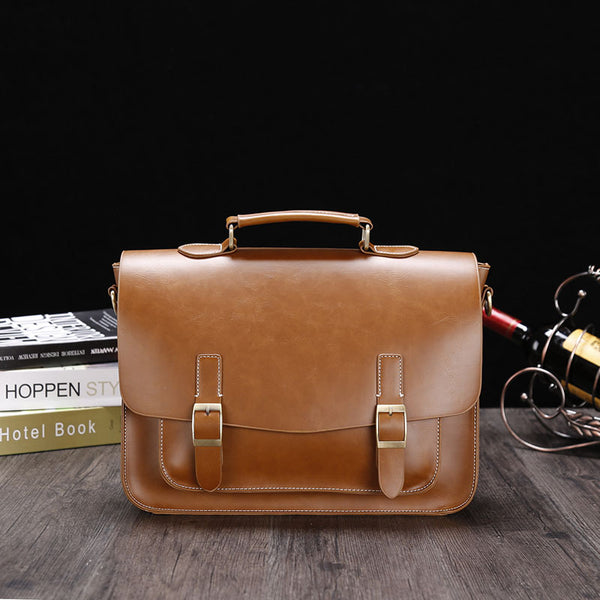 Portafolio Ejecutivo Cuero Crazy Horse Estilo Retro Horizontal