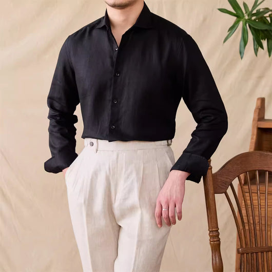 Camisa Casual de Algodón y Lino para Hombre - Image 3