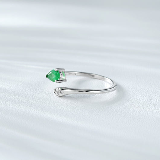 Anillo de Plata S925 con Esmeralda Ajustable - Elegancia Minimalista - Image 9