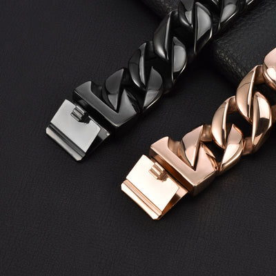 Correa para Perros Medianos y Grandes de Acero Inoxidable Dorado Rosa 32MM - Image 3