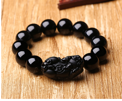 Pulsera de Obsidiana Negra Natural para Hombre y Mujer - Joyería de Parejas