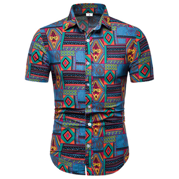 Camisa Estampada Casual de Verano para Hombre - Talla Grande
