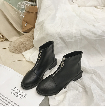 Botas Martin Blancas Mujer - Estilo Británico Coreano con Cierre Frontal