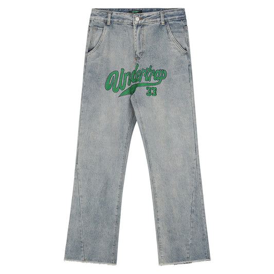 Jeans Acampanados con Bordado de Letras para Hombre - Marca Burr