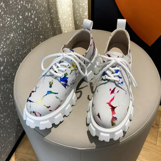 Zapatos Casuales Tipo Plataforma con Cuña y Punta Redonda en Camuflaje