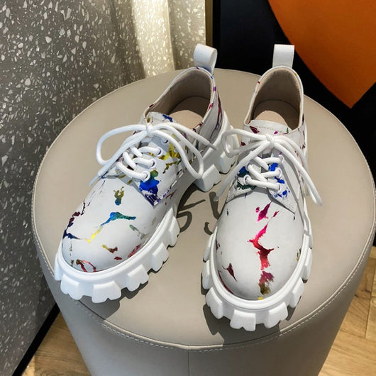 Zapatos Casuales Tipo Plataforma con Cuña y Punta Redonda en Camuflaje