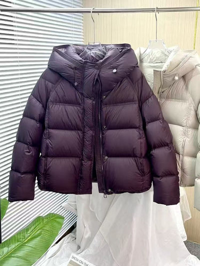 Chaqueta Acolchada Suelta con Capucha - Colores Sólidos Otoño Invierno - Image 12