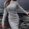 Vestido Largo Elegante de Manga Larga con Cintura Ajustada