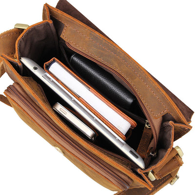 Bolsa Bandolera de Cuero Crazy Horse para Hombre - Estilo Ejecutivo Vertical - Image 5