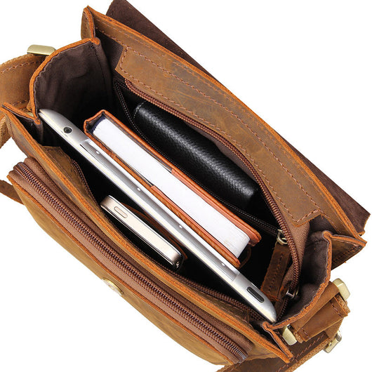Bolsa Bandolera de Cuero Crazy Horse para Hombre - Estilo Ejecutivo Vertical - Image 5