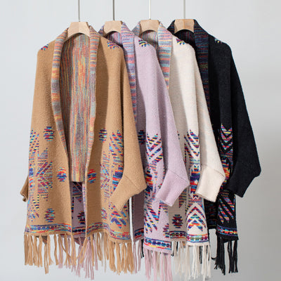 Rebozo Étnico Geométrico Pop con Borlas Artesanales - Image 12