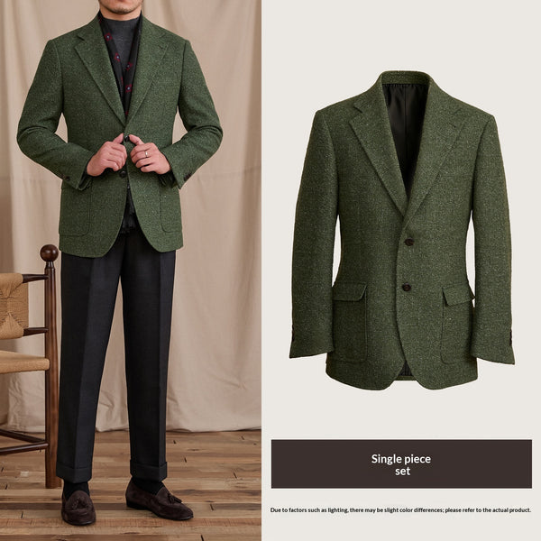 Blazer de Lana Pesada Corte Slim Estilo Caballero Vintage