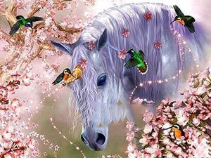 Cuadro de Punto de Cruz Caballo con Diamante - Diseño Geométrico para el Hogar - Image 11