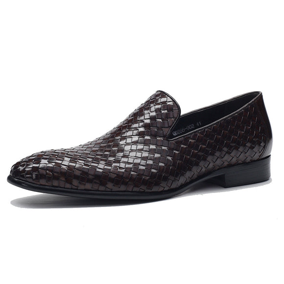 Zapatos de Cuero Tejido para Hombre - Calzado Empresarial Premium