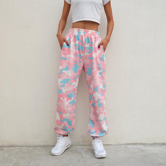 Pantalones Cargo Camuflaje Mujer - Joggers Holgados Cintura Alta Elásticos