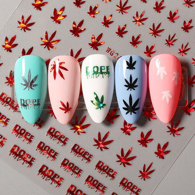 Stickers de Uñas 3D Hoja de Arce con Bronce Láser - Diseño DIY 6 Colores - Image 3