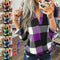 Camisa Casual de Cuadros con Escote en V y Mangas Largas
