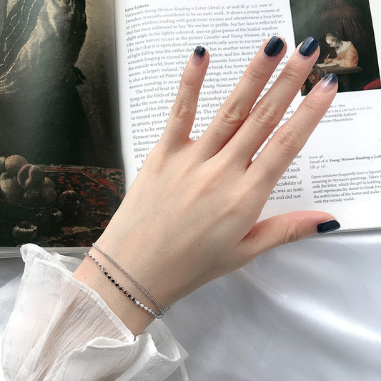 Pulsera de Plata Esterlina Doble Capa con Diseño Minimalista para Mujer - Image 2