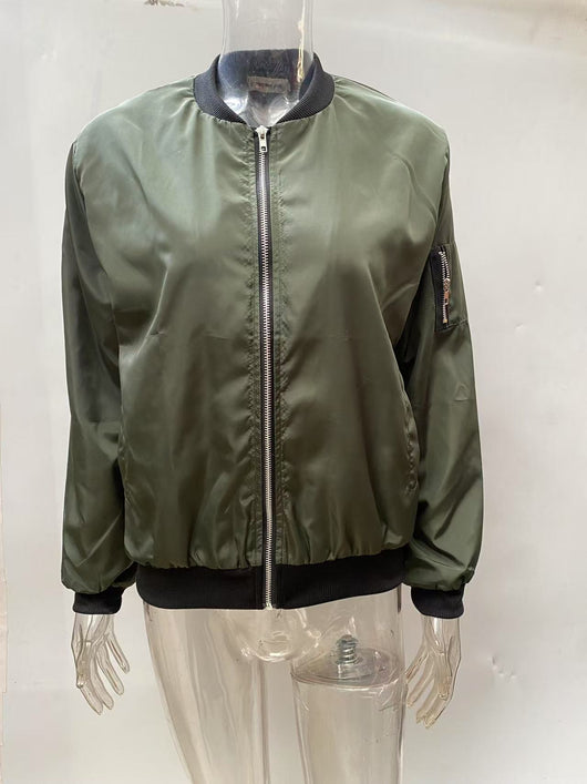 Chaqueta Exterior Mujer de Color Sólido con Cierre - Estilo Europeo Otoño - Image 17