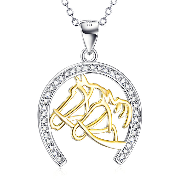 Cadena de Clavícula Dorada con Cabeza de Caballo